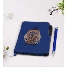 BK Gift Kişiye Özel Gemi Tasarımlı Lacivert Termo Deri Defter Kalem Seti-4