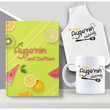 BK Gift Kişiye Özel Isimli Mutfak Önlüğü Kupa ve Yemek Tarif Defteri Hediye Seti-12
