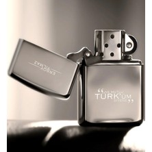 BK Gift Kişiye Özel Ne Mutlu Türküm Diyene Benzinli Gümüş Gri Metal Çakmak