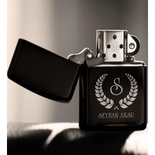 BK Gift Kişiye Özel Baş Harfli Isimli Siyah Benzinli Metal Çakmak-1