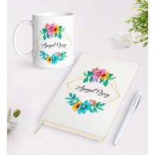 BK Gift Kişiye Özel Isimli Beyaz Defter Kalem Kupa Seti-4