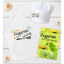 BK Gift Kişiye Özel Mutfak Önlüğü Aşçı Şapkası ve Tarif Defteri Hediye Seti Model 5