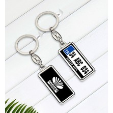 BK Gift Kişiye Özel Plakalı Daewoo Logolu Çift Taraflı Metal Krom Anahtarlık-1