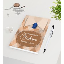 BK Gift Kişiye Özel Bu Adam Benim Babam Tasarımlı Beyaz Defter Kalem Seti - Model 6