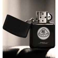 BK Gift Kişiye Özel Lotus Benzinli Siyah Metal Çakmak