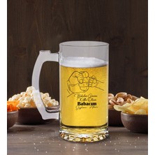 Bk Gift Kişiye Özel Isimli Babalar Günü Tasarımlı Buzlu Cam Bira Bardağı 50CL-8 , Babaya Hediye , Babalar Günü Hediyesi