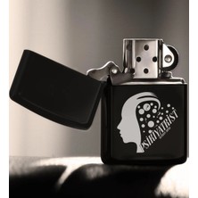 BK Gift Kişiye Özel Mesleki Psikiyatrist Benzinli Siyah Metal Çakmak - 3