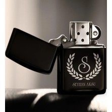 BK Gift Kişiye Özel Baş Harfli Isimli Siyah Benzinli Metal Çakmak-3