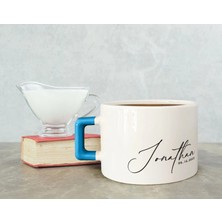 Bk Gift Kişiye Özel Isimli Tarihli Mavi Kulplu Çay & Kahve Fincanı-7, Arkadaşa Hediye, Sevgiliye Hediye