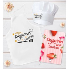 BK Gift Kişiye Özel Mutfak Önlüğü Aşçı Şapkası ve Tarif Defteri Hediye Seti Model 17