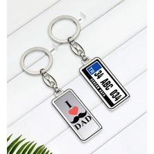 BK Gift Kişiye Özel Plakalı Babamı Seviyorum Çift Taraflı Metal Krom Anahtarlık-2