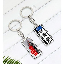 BK Gift Kişiye Özel Plakalı Kahraman Baba Çift Taraflı Metal Krom Anahtarlık-1
