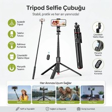Shopwave 130 cm Uzayabilen Manyetik Kumandalı Tripod ve Ayarlanabilir Telefon Tutuculu, Alüminyum Gövdeli Se
