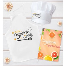 BK Gift Kişiye Özel Mutfak Önlüğü Aşçı Şapkası ve Tarif Defteri Hediye Seti Model 2