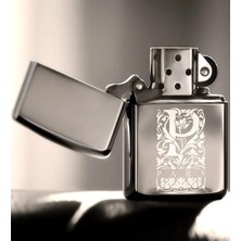 BK Gift Kişiye Özel P Harfli Benzinli Gümüş Gri Metal Çakmak (Model 2)