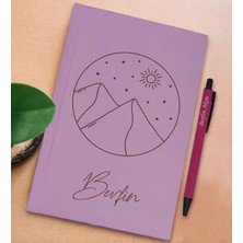 Bk Gift Kişiye Özel Isimli Lila Sert Kapaklı Defter ve Tükenmez Kalem Seti, Arkadaşa Hediye, Yeni Iş Hediyesi, Doğum Günü Hediyesi-3