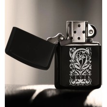 BK Gift Kişiye Özel Ç Harfli Benzinli Siyah Metal Çakmak (Model 2)