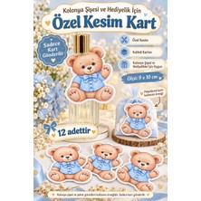 Emtory Home 12 Adet Mavi Ayıcık Özel Kesim Kart Kolonya Şişesi ve Bebek Hediyelik Süsü