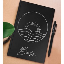 Bk Gift Kişiye Özel Isimli Siyah Sert Kapaklı Defter ve Tükenmez Kalem Seti, Arkadaşa Hediye, Yeni Iş Hediyesi, Doğum Günü Hediyesi-4