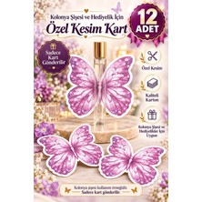 Emtory Home Mor Kelebek Özel Kesim Kart 12 Adet Hediyelik Süsleme Kartı - Kolonya Şişe Kartı