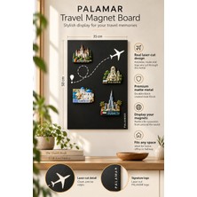 Palamar Turhan 50X70 cm Siyah Uçak Rota Tasarımlı Metal Magnet Biriktirme Panosu (Mıktanıs Hediyeli), Not ve Fotoğraf Biriktirme Panosu