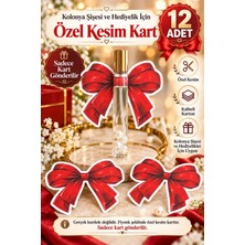 Emtory Home 12 Adet Kırmızı Fiyonk Şeklinde Özel Kesim Kart Kolonya Şişesi Süsleme Kartı Nişan Nikah Kına