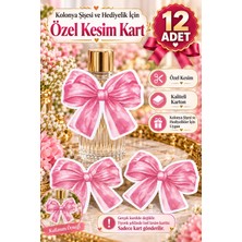 Emtory Home Pembe Fiyonk 12 Adet Özel Kesim Kart Kolonya Şişesi Süsleme Kartı Nişan Nikah Kına Kartı