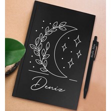 Bk Gift Kişiye Özel Isimli Siyah Sert Kapaklı Defter ve Tükenmez Kalem Seti, Arkadaşa Hediye, Yeni Iş Hediyesi, Doğum Günü Hediyesi-5