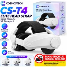 Cosmostech Cs-T4 Meta Quest 3s / 3 ve 2 Sanal Gerçeklik Gözlük Modelleri ile Uyumlu Elite Head Strap Sanal Gerçeklik Gözlük Başlığı – Ayarlanabilir Daha Konforlu Vr Kafa Bandı