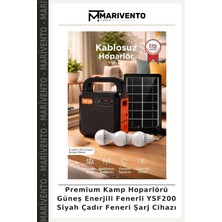 Marivento Premium Kamp Hoparlörü Güneş Enerjili Fenerli YSF200 Siyah Çadır Feneri Şarj Cihazı