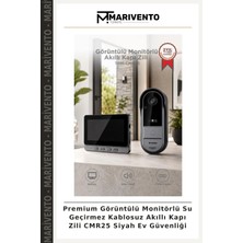 Marivento Premium Görüntülü Monitörlü Su Geçirmez Kablosuz Akıllı Kapı Zili CMR25 Siyah Ev Güvenliği