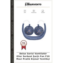 Marivento Delux Serisi Vantilatör Eller Serbest Şarjlı Fan F10 Mavi Pratik Kişisel Yenilikçi