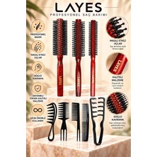 Layes Professional 3’lü Erkek Tarama Fön Fırça Serisi + 5'li Şekillendirici Tarak