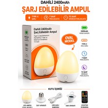 Neo Vista Ampul Görünümlü Oval Model Kamp ve Gece Lambası Şarjlı, Uzaktan Kumandalı E27 Duya Uyumlu