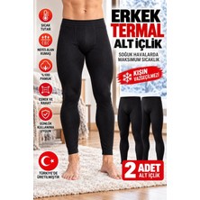 Naeema Cotton Erkek Siyah Pamuklu Fitilli Termal Içlik Takım