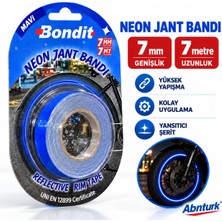 Abnturk Mavi Neon Jant Bandı-7mm 7 Metre Bisiklet Motorsiklet Scooter Otomobil Tekerlek Reflektörlü Jant Şeridi Yüksek Yapışkanlı Suya Dayanıklı Jant Süsü