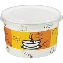 Roll-Up Şeffaf Kapaklı Karton Çorba Kasesi 16OZ 11X6CM 25LI (20'li Paket)