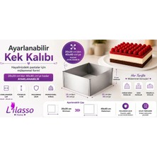 Lilasso Ayarlanabilir Kare-Dikdörtgen Kelepçeli Kek Pasta Kalıbı-Paslanmaz Çelik (16'li Paket)