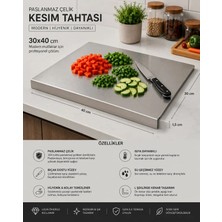Lilasso Paslanmaz Çelik Tek Bükümlü Metal Tezgah Koruyucu Kesme Tahtası 30X40 cm (12'li Paket)