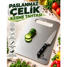 Lilasso Küçük Boy Paslanmaz Çelik Mutfak Kesme-Doğrama Tahtası 16X24 cm (10'li Paket)