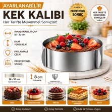 Lilasso Ayarlanabilir Yuvarlak Kelepçeli Kek Pasta Kalıbı-Çelik (6'li Paket)