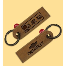 BK Gift Kişiye Özel Plakalı Chevrolet Logolu Ahşap Anahtarlık Model 1