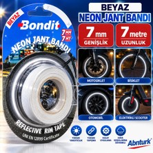 Abnturk Beyaz Neon Jant Bandı-7mm 7 Metre Bisiklet Motorsiklet Scooter Otomobil Tekerlek Reflektörlü Jant Şeridi Yüksek Yapışkanlı Suya Dayanıklı Jant Süsü