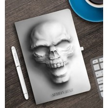 BK Gift Kişiye Özel 3D Çizim Kapaklı Beyaz Defter Kalem Seti - 2