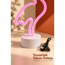 Epilons Flamingo Neon Lamba Beyaz Gövdeli Yuvarlak Tabanlı
