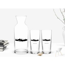 BK Gift Kişiye Özel Renkli Baskılı Elazığ Tasarımlı Turistik Ikili Rakı Bardağı ve Karaf Hediye Seti-2