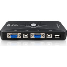 Kenly 4 Port USB Kvm Switch 4 Bilgisayar Tek Monitör Klavye Mouse Kontrol ve Paylaştırıcı, VGA Bağlantılı USB 2.0 Çoklayıcı, Hızlı Geçiş Özellikli