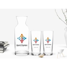 BK Gift Kişiye Özel Renkli Baskılı Batman Tasarımlı Turistik Ikili Rakı Bardağı ve Karaf Hediye Seti-1