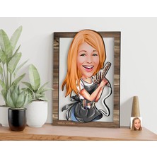 Bk Gift Kişiye Özel Kadın Kuaför Karikatürlü 3D Ahşap Tablo, Sevgiliye Hediye, Arkadaşa Hediye, Yıl Dönümü Hediyesi, Doğum Günü Hediyesi-2