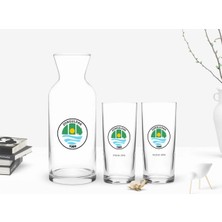 BK Gift Kişiye Özel Renkli Baskılı Zonguldak Tasarımlı Turistik Ikili Rakı Bardağı ve Karaf Hediye Seti-1